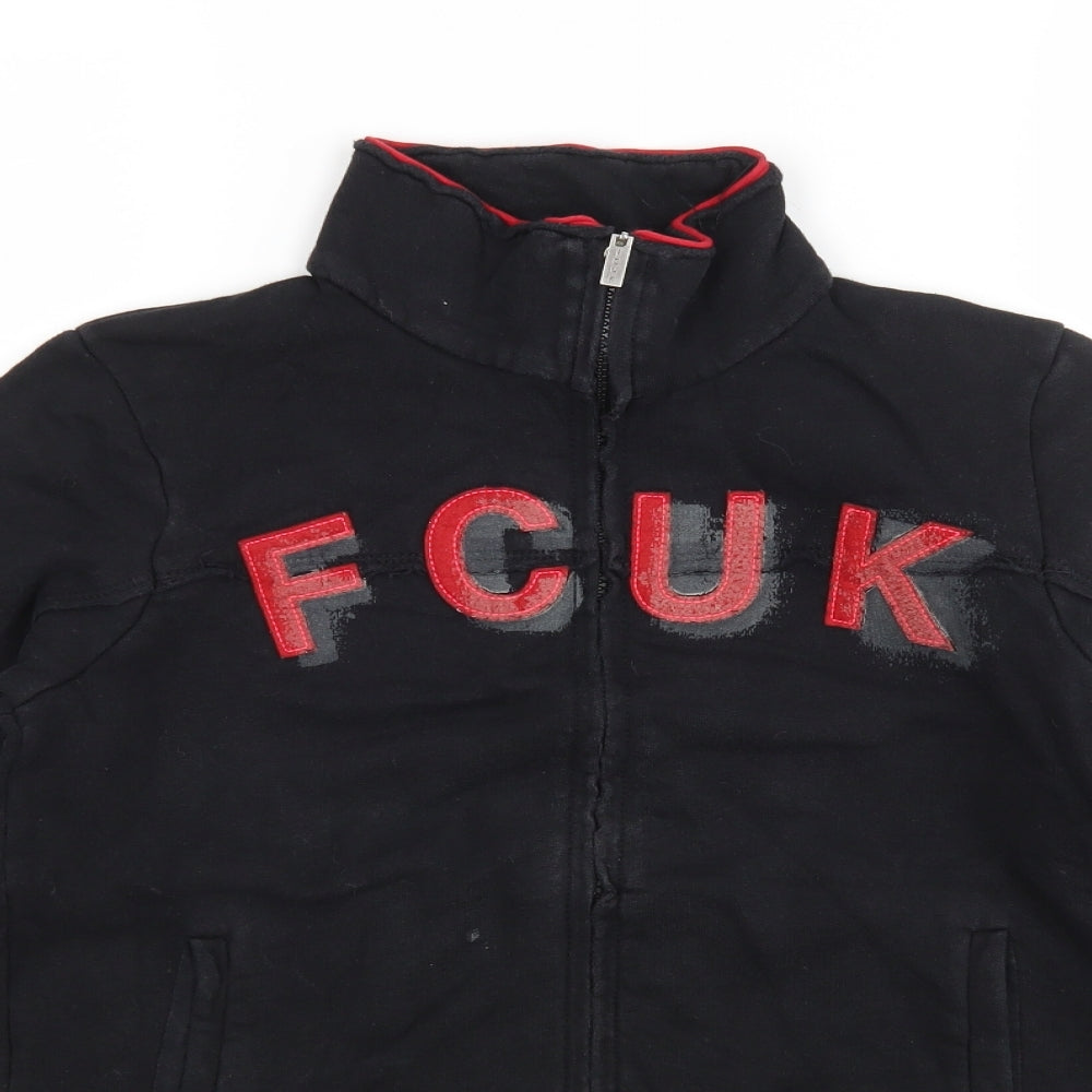 FCUK Womens Black  Cotton Full Zip Sweatshirt Size M
