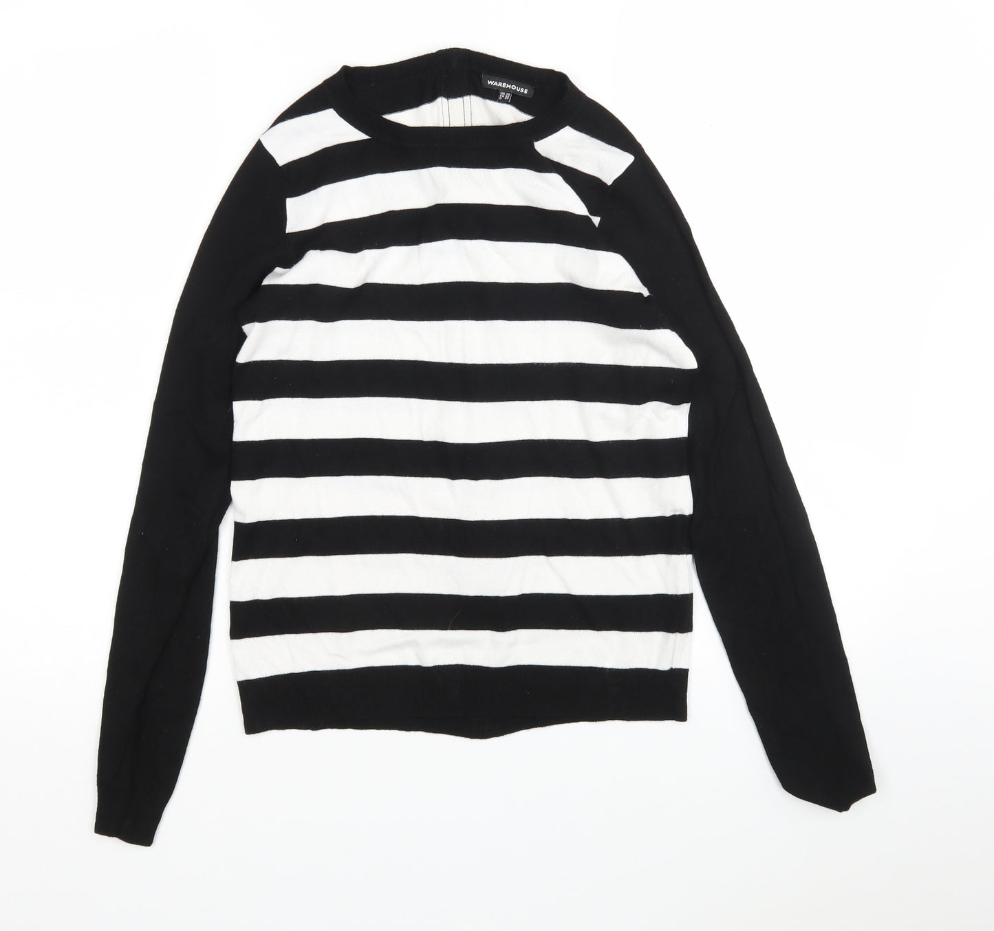 Warehouse Womens Multicoloured Round Neck Striped Viscose Pullover Jumper Size 10