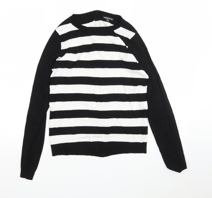 Warehouse Womens Multicoloured Round Neck Striped Viscose Pullover Jumper Size 10