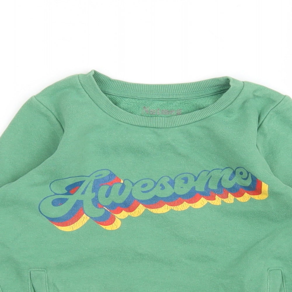 Nutmeg Boys Green  Cotton Pullover Sweatshirt Size 5-6 Years