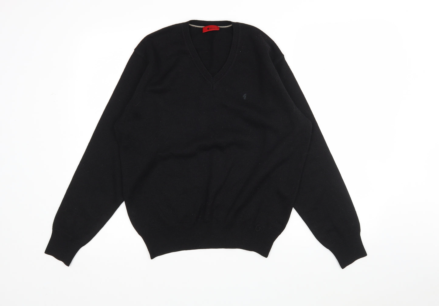 Gabicci Womens Black V-Neck  Acrylic Pullover Jumper Size S