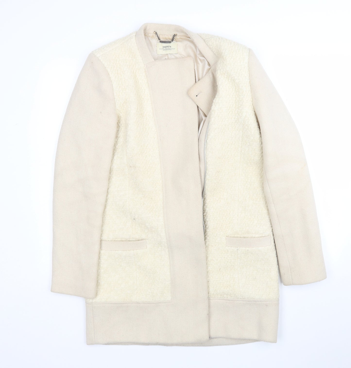 Papaya Womens Beige   Overcoat Coatigan Size 8