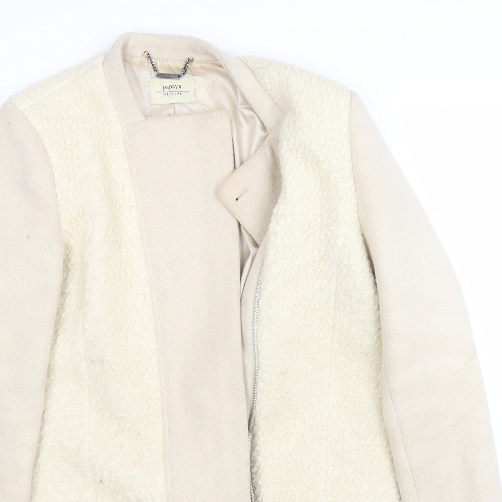 Papaya Womens Beige   Overcoat Coatigan Size 8