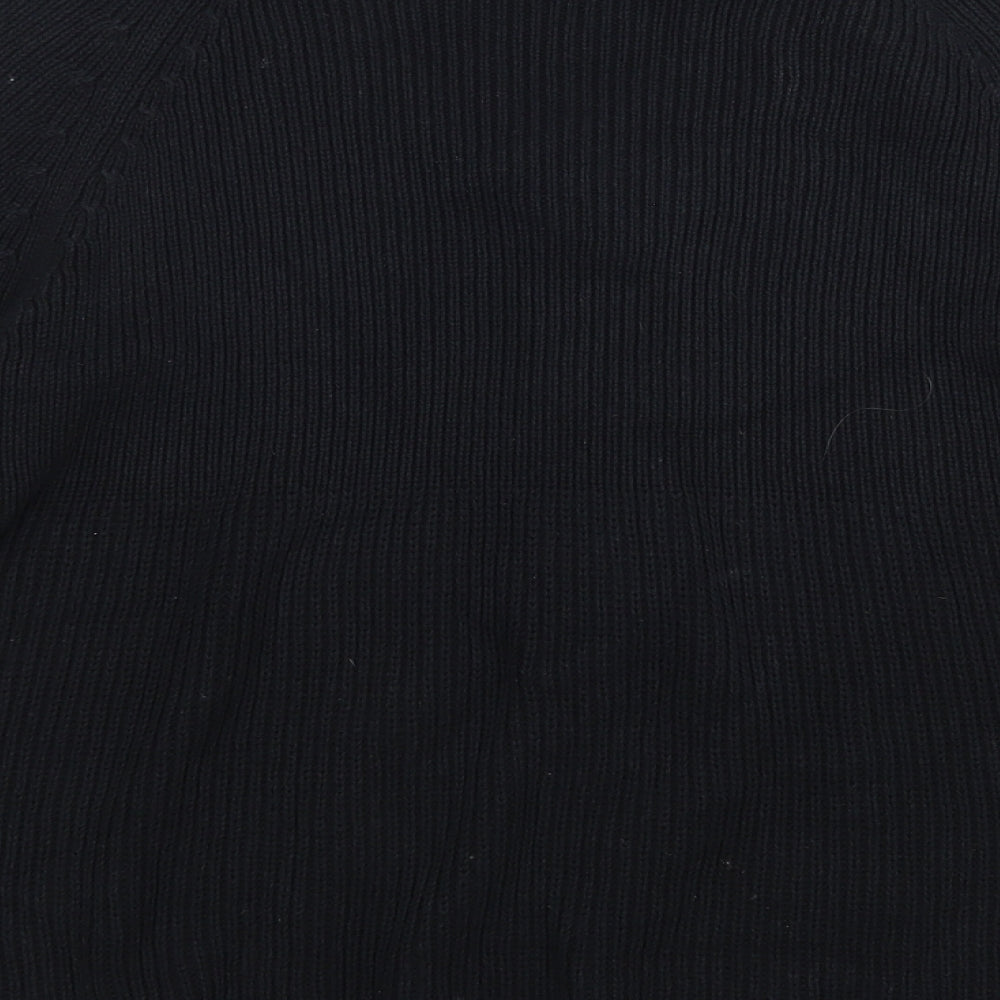M&S Womens Black Round Neck  Cotton Cardigan Jumper Size 14