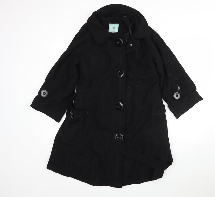 New Look Womens Black Overcoat Coat Size 12