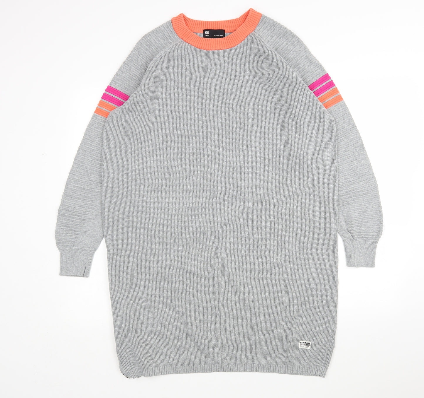 G Star Raw Womens Grey  Cotton Jumper Dress  Size L  Round Neck