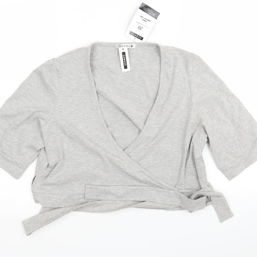 George Womens Grey V-Neck  Cotton Wrap Jumper Size 20