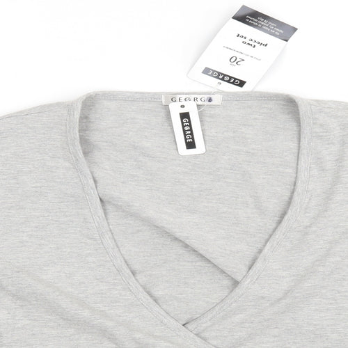 George Womens Grey V-Neck  Cotton Wrap Jumper Size 20