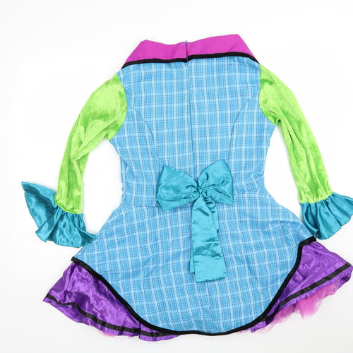 Christy's Dress Up Girls Multicoloured Plaid Nylon A-Line  Size 15 Years  Round Neck  - Mad Hatter