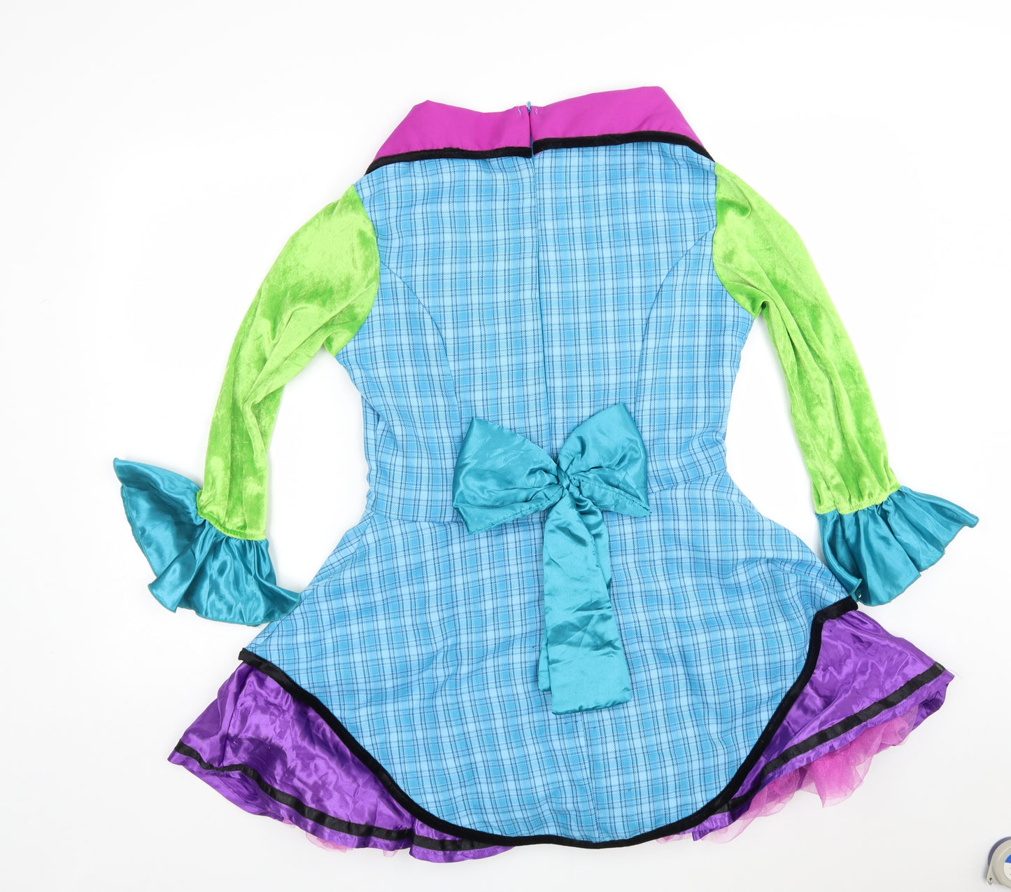 Christy's Dress Up Girls Multicoloured Plaid Nylon A-Line  Size 15 Years  Round Neck  - Mad Hatter