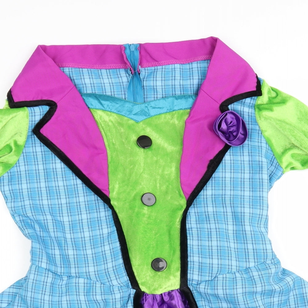 Christy's Dress Up Girls Multicoloured Plaid Nylon A-Line  Size 15 Years  Round Neck  - Mad Hatter