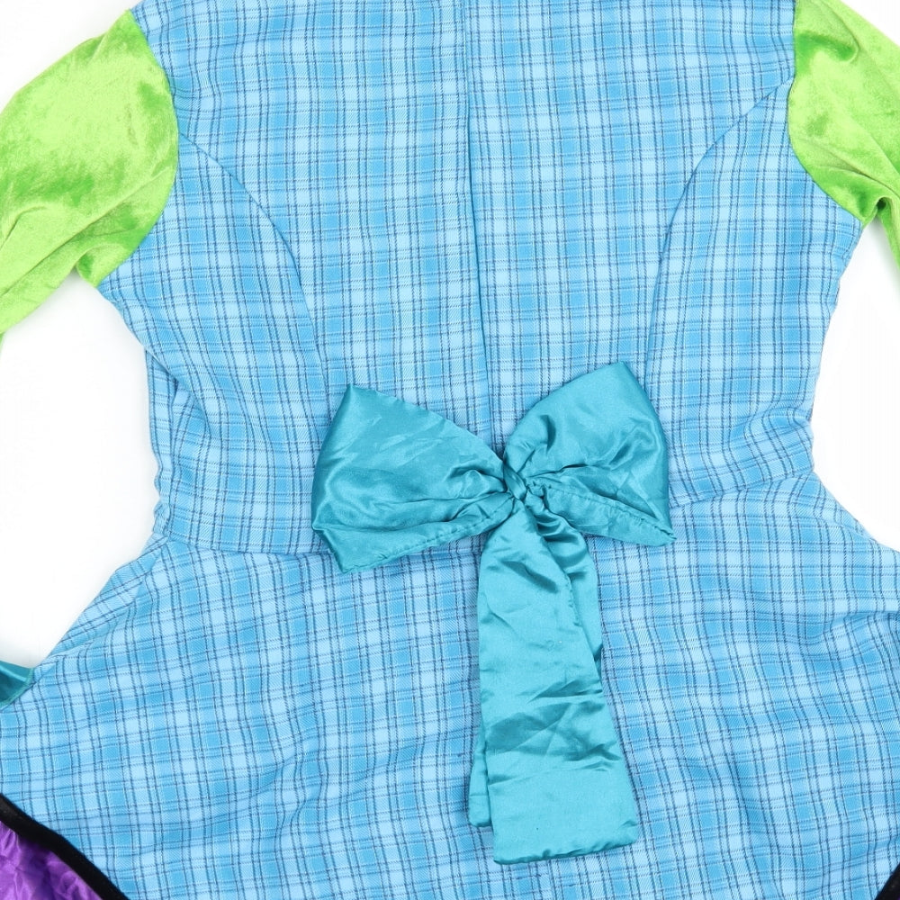 Christy's Dress Up Girls Multicoloured Plaid Nylon A-Line  Size 15 Years  Round Neck  - Mad Hatter