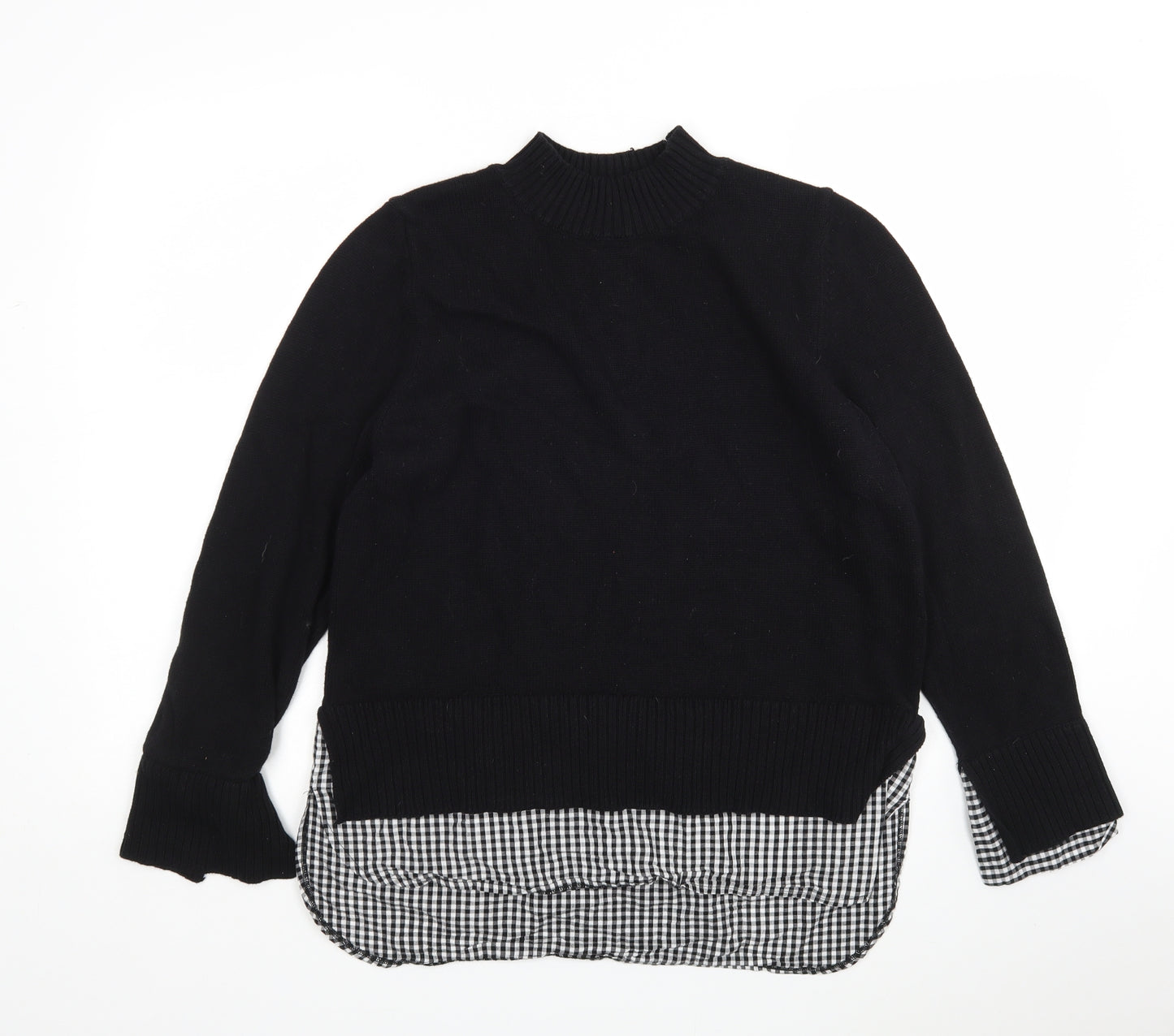 Papaya Womens Black Round Neck  Cotton Pullover Jumper Size 16