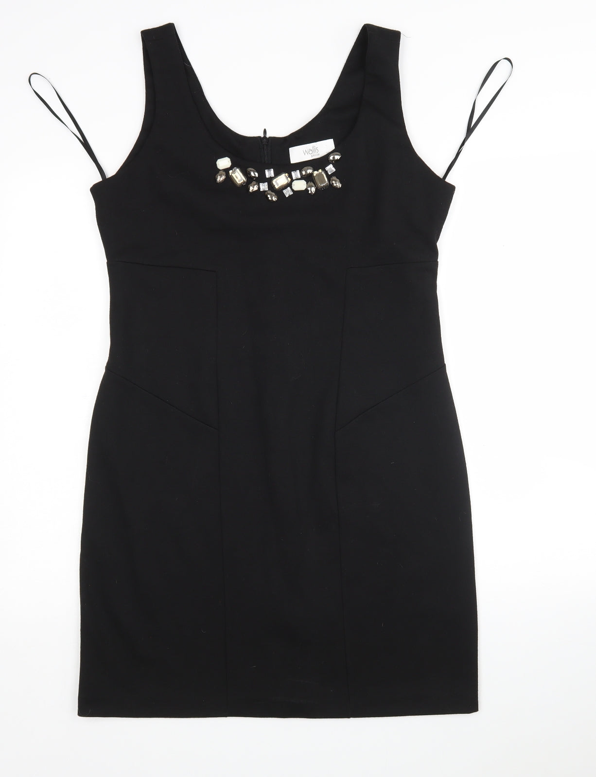 Wallis Womens Black  Polyester Pencil Dress  Size 14  Round Neck