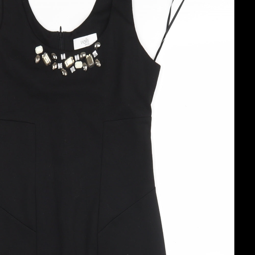 Wallis Womens Black  Polyester Pencil Dress  Size 14  Round Neck