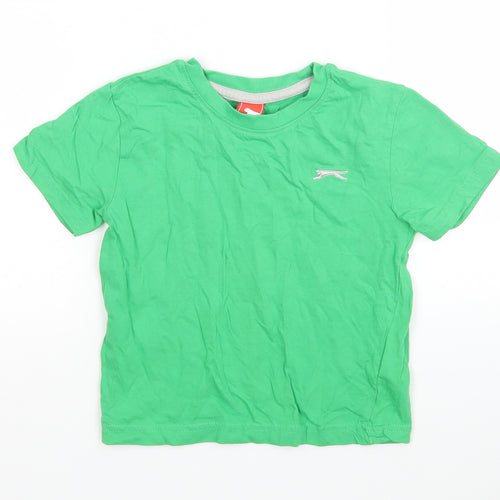 Slazanger  Boys Green  Cotton Basic T-Shirt Size 3-4 Years Round Neck