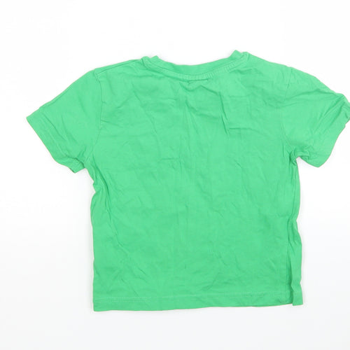Slazanger  Boys Green  Cotton Basic T-Shirt Size 3-4 Years Round Neck