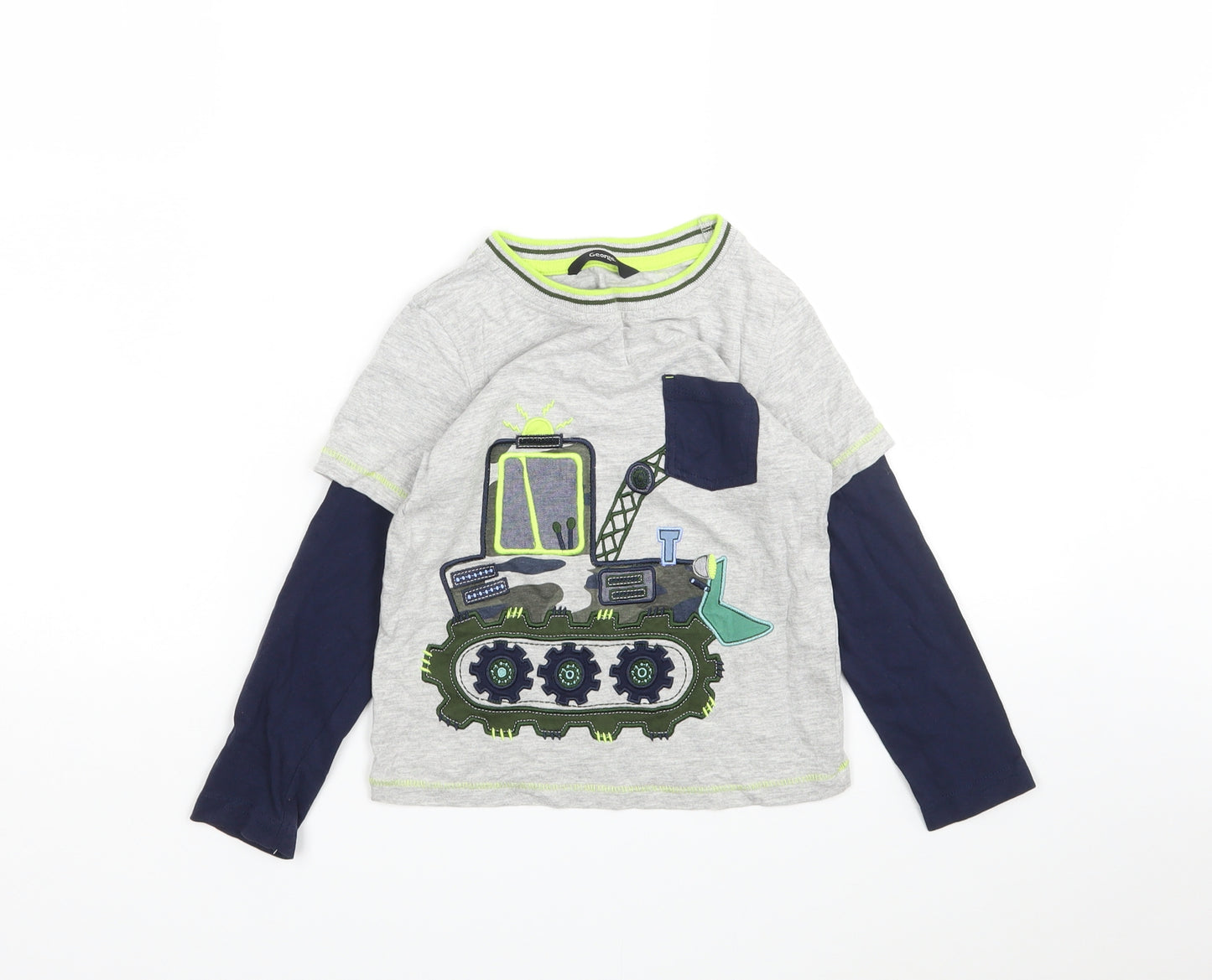 George Boys Multicoloured  Cotton Basic T-Shirt Size 4-5 Years Round Neck
