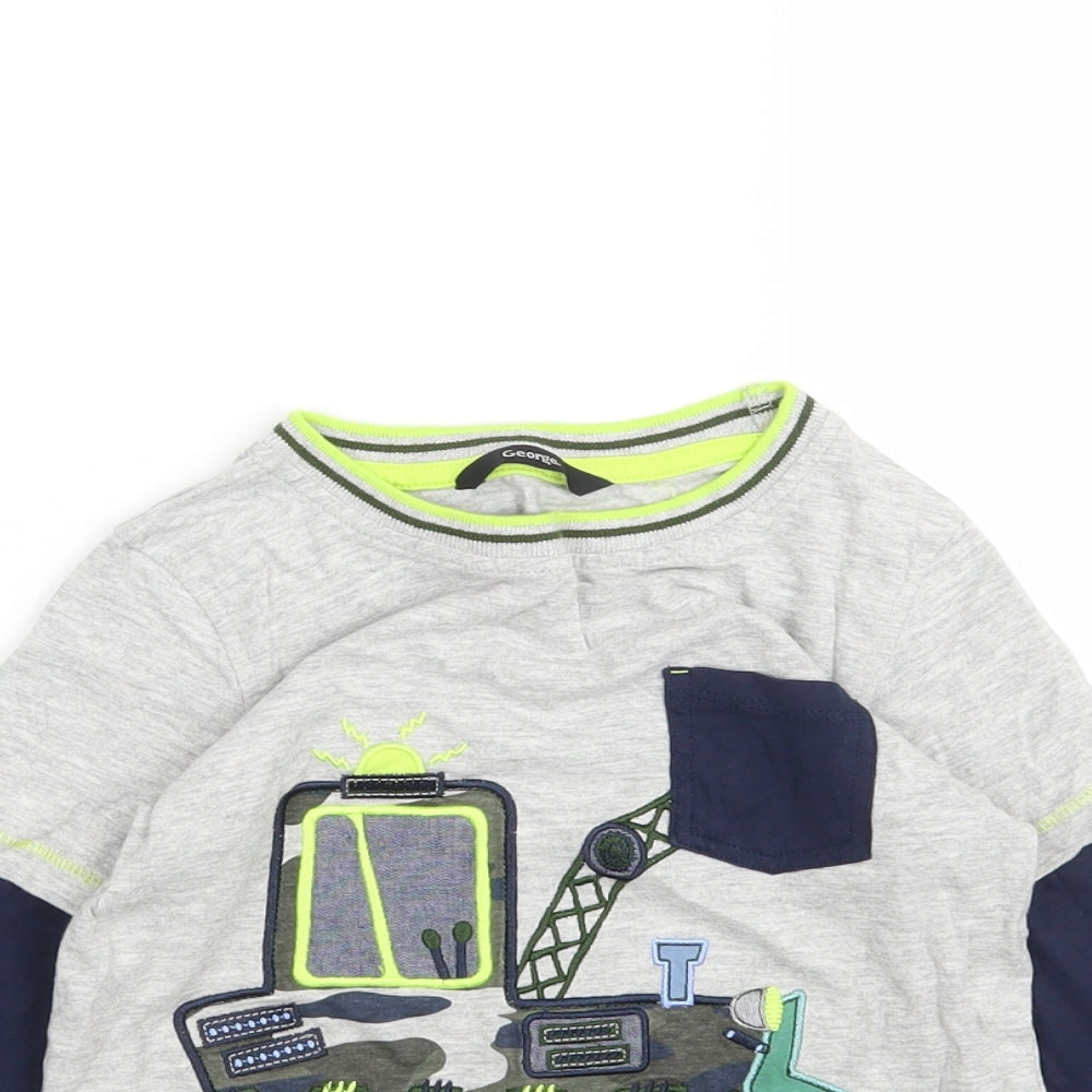 George Boys Multicoloured  Cotton Basic T-Shirt Size 4-5 Years Round Neck