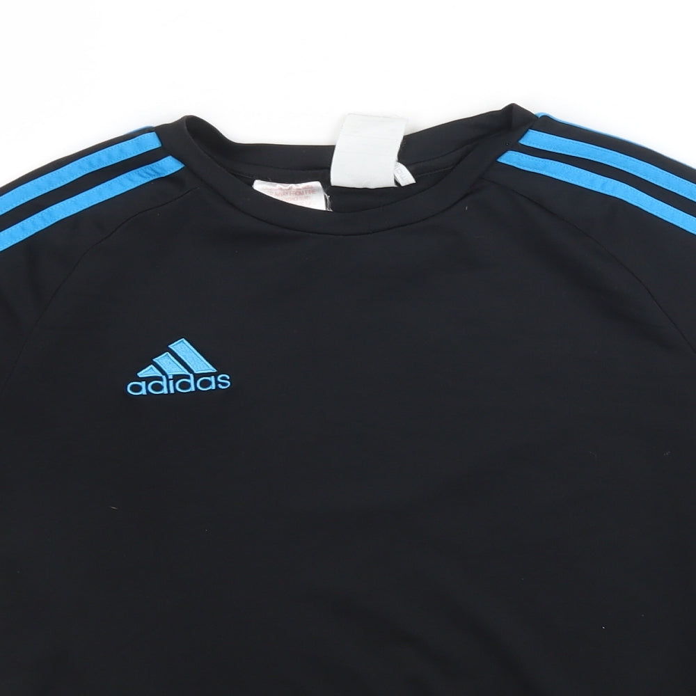 adidas Boys Black  Polyester Basic T-Shirt Size 13-14 Years Round Neck