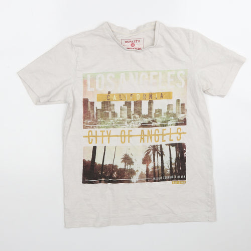 Matalan Boys White  Cotton Basic T-Shirt Size 11 Years Round Neck