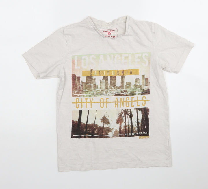Matalan Boys White  Cotton Basic T-Shirt Size 11 Years Round Neck