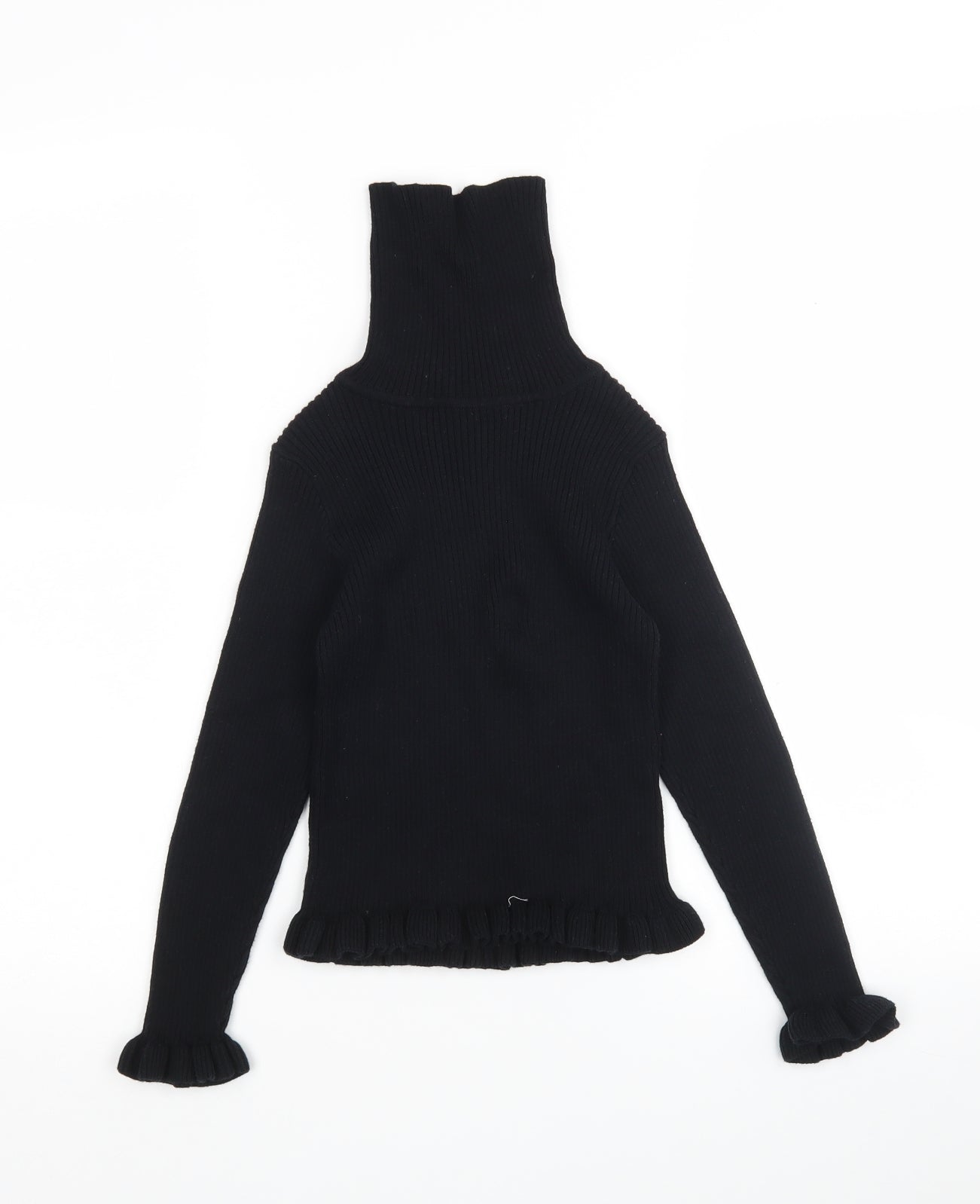 Matalan Girls Black Roll Neck  Cotton Pullover Jumper Size 8 Years