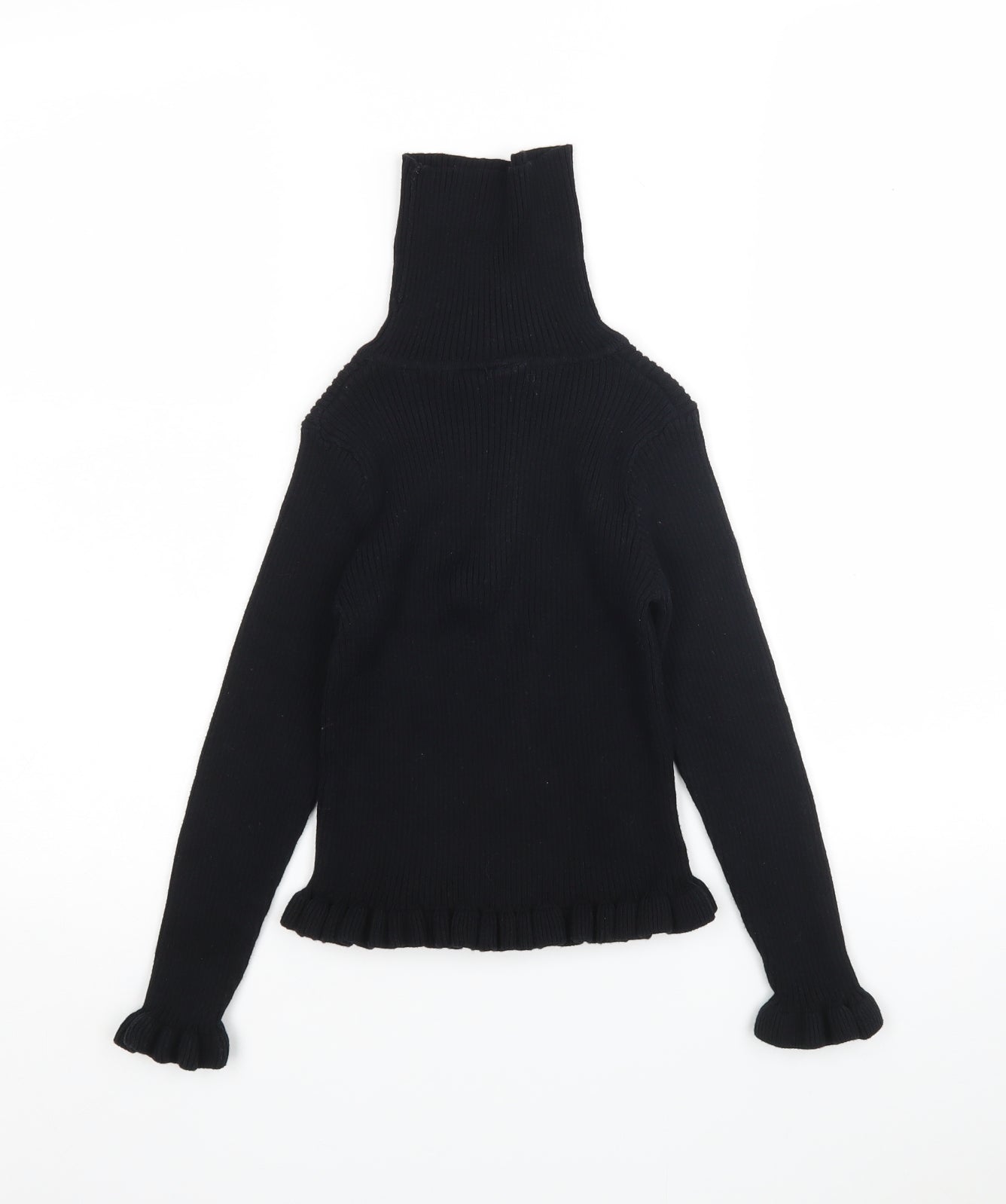 Matalan Girls Black Roll Neck  Cotton Pullover Jumper Size 8 Years