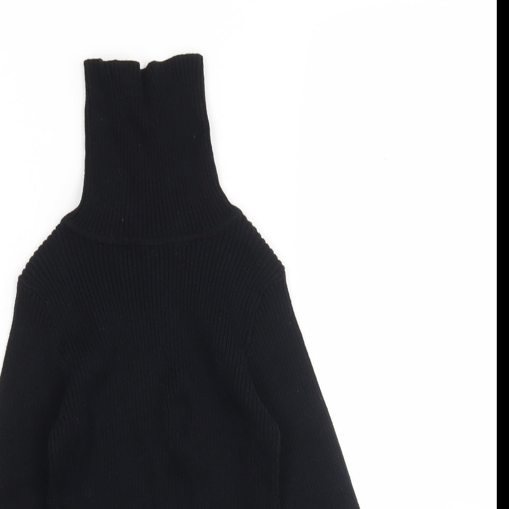 Matalan Girls Black Roll Neck  Cotton Pullover Jumper Size 8 Years