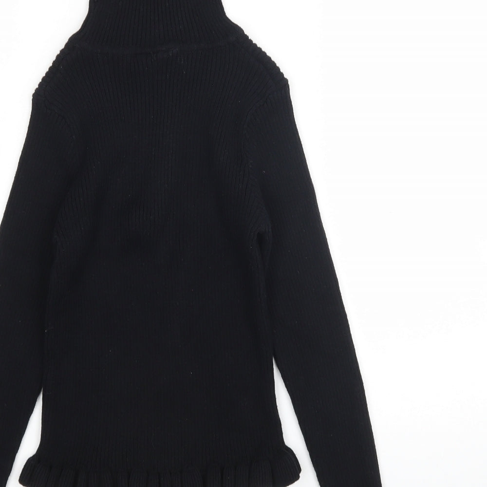 Matalan Girls Black Roll Neck  Cotton Pullover Jumper Size 8 Years