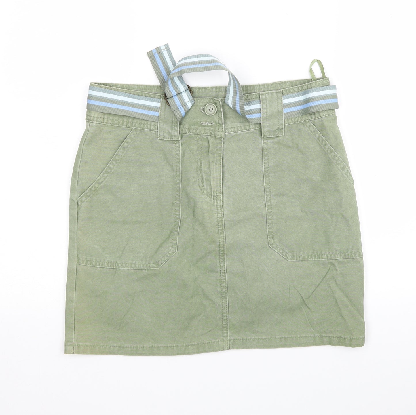 Papaya Womens Green  Cotton Mini Skirt Size 10