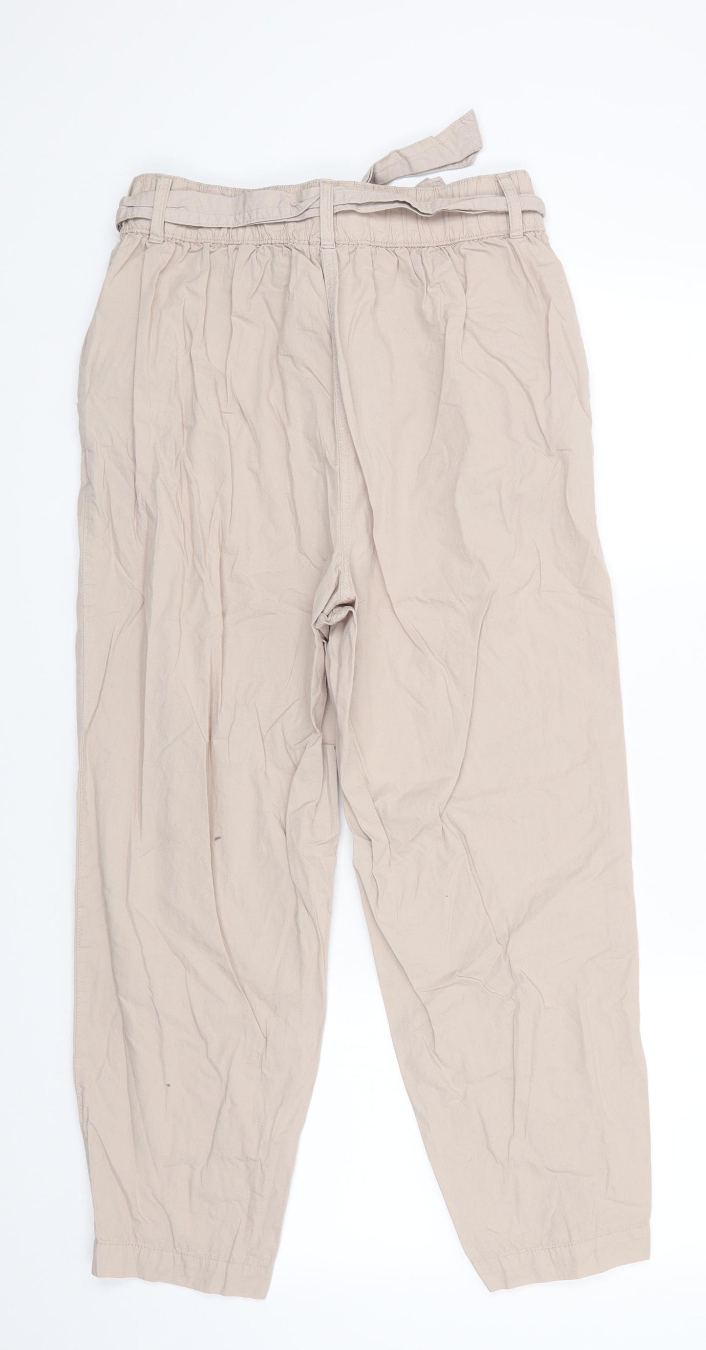 George Womens Beige  Cotton Jogger Trousers Size 12 L24 in Regular  - Stone colour Back Elastication