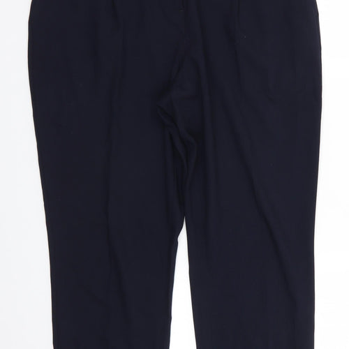 Next Tailoring Womens Blue  Polyester Cropped Trousers Size 16 L25 in Regular  - Back Elastication