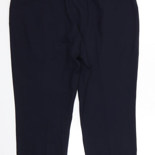 Next Tailoring Womens Blue  Polyester Cropped Trousers Size 16 L25 in Regular  - Back Elastication