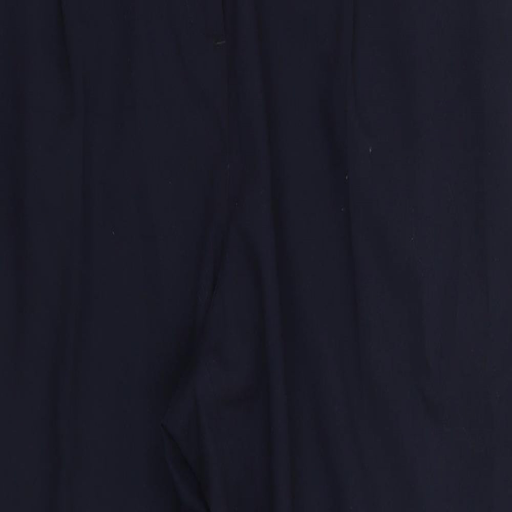 Next Tailoring Womens Blue  Polyester Cropped Trousers Size 16 L25 in Regular  - Back Elastication