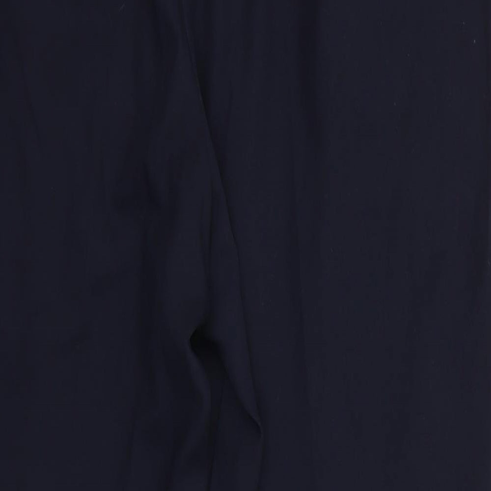 Next Tailoring Womens Blue  Polyester Cropped Trousers Size 16 L25 in Regular  - Back Elastication