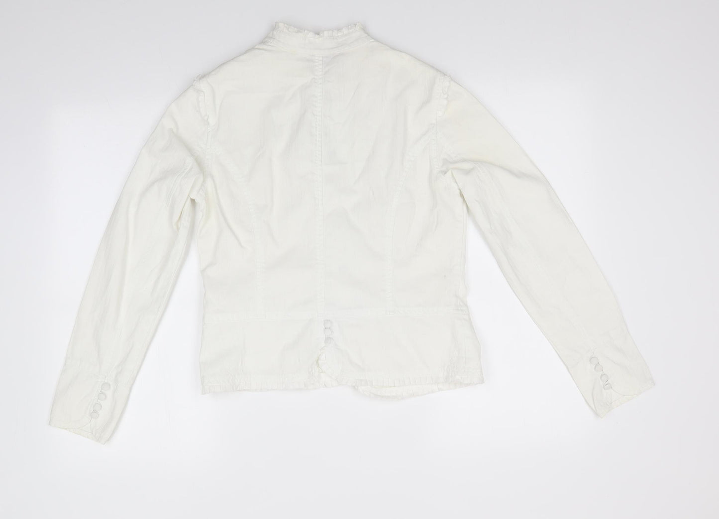 Monsoon Womens White   Jacket Coat Size 10  Hook & Eye - Mandarin Collar various trims