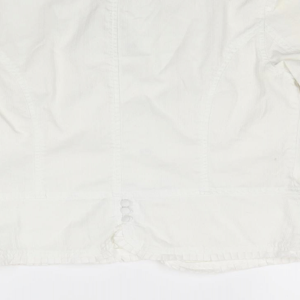 Monsoon Womens White   Jacket Coat Size 10  Hook & Eye - Mandarin Collar various trims