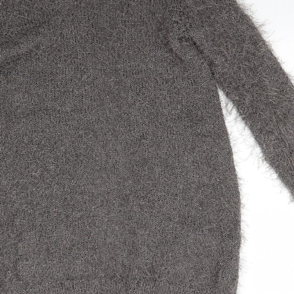 NEXT Womens Grey V-Neck  Polyester Cardigan Jumper Size XS   - Subtle shimmer effect