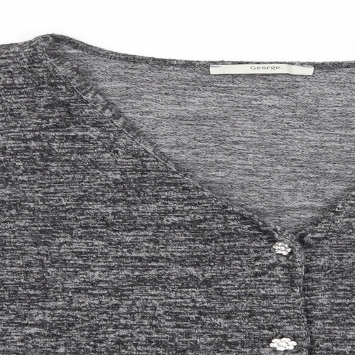 George Womens Grey Round Neck  Viscose Cardigan Jumper Size 16   - Black Grey Fleck Gem Like Daisy buttons