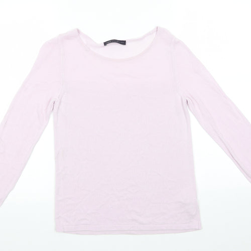 Marks and Spencer Womens Pink Round Neck  Viscose Pullover Jumper Size 8   - Pale pink