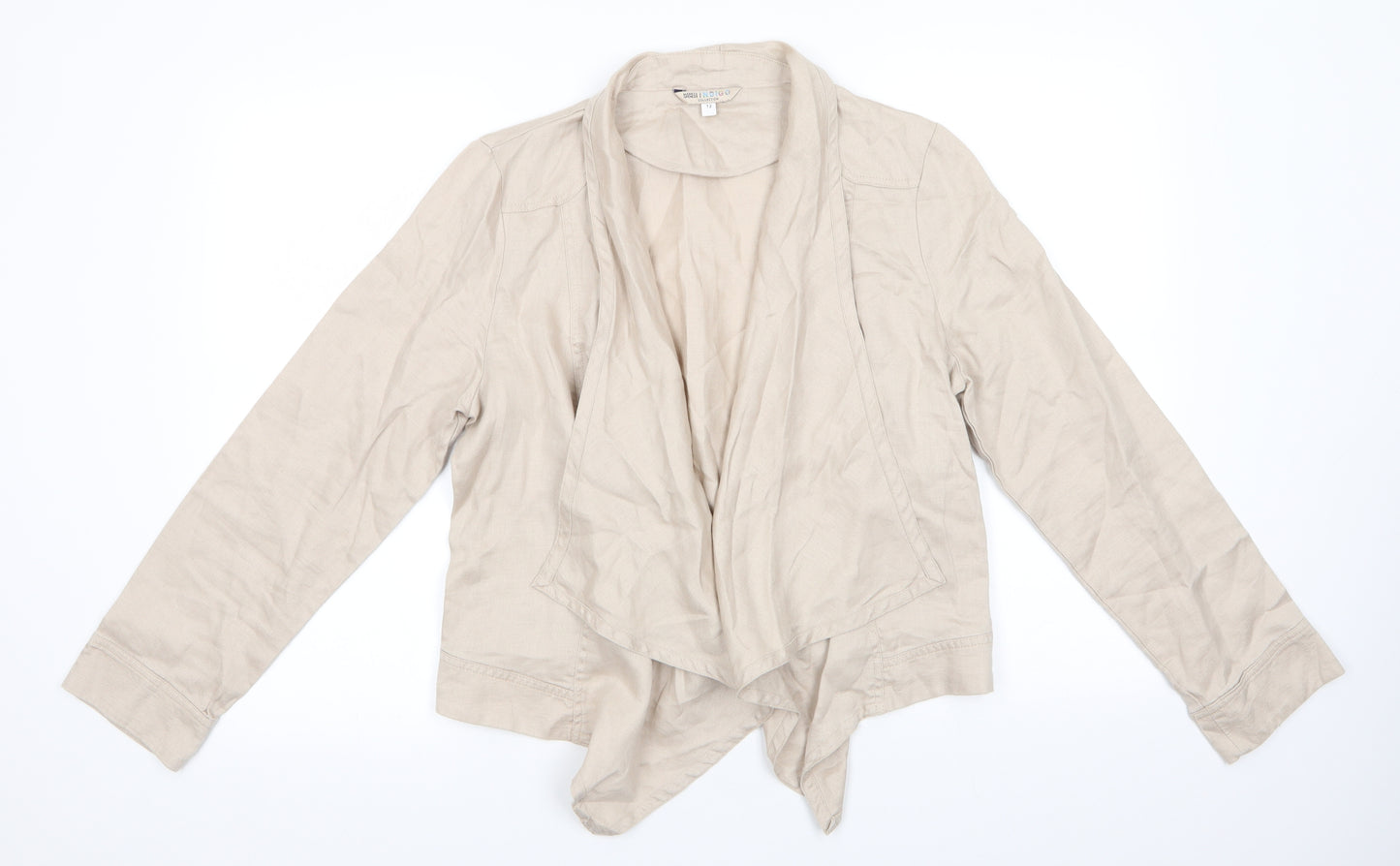 Indigo Womens Beige   Jacket  Size 12   - Waterfall Jacket Linen look