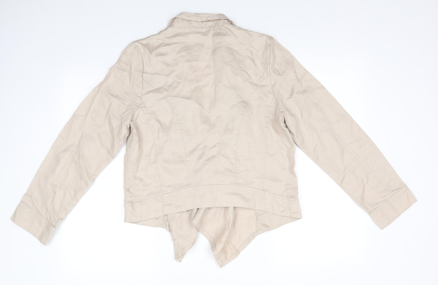 Indigo Womens Beige   Jacket  Size 12   - Waterfall Jacket Linen look