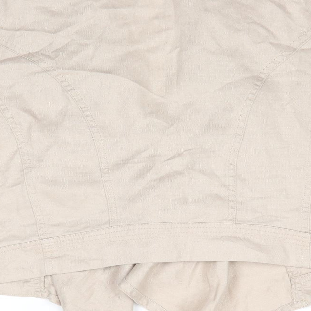 Indigo Womens Beige   Jacket  Size 12   - Waterfall Jacket Linen look