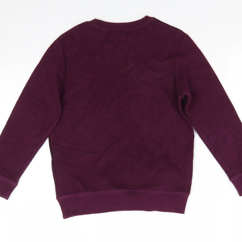 NEXT Girls Purple Round Neck Check Cotton Pullover Jumper Size 6 Years   - Deep purple