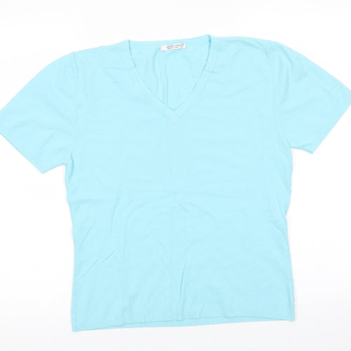 Artigiano Womens Blue V-Neck  Viscose Pullover Jumper Size 16   - Turquoise