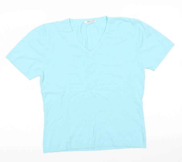 Artigiano Womens Blue V-Neck Viscose Pullover Jumper Size 16 - Turquoise