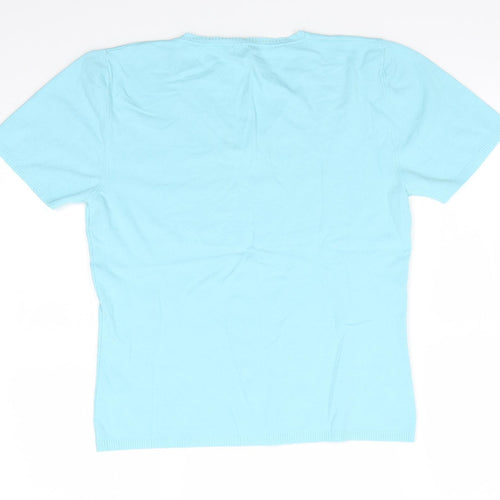 Artigiano Womens Blue V-Neck  Viscose Pullover Jumper Size 16   - Turquoise