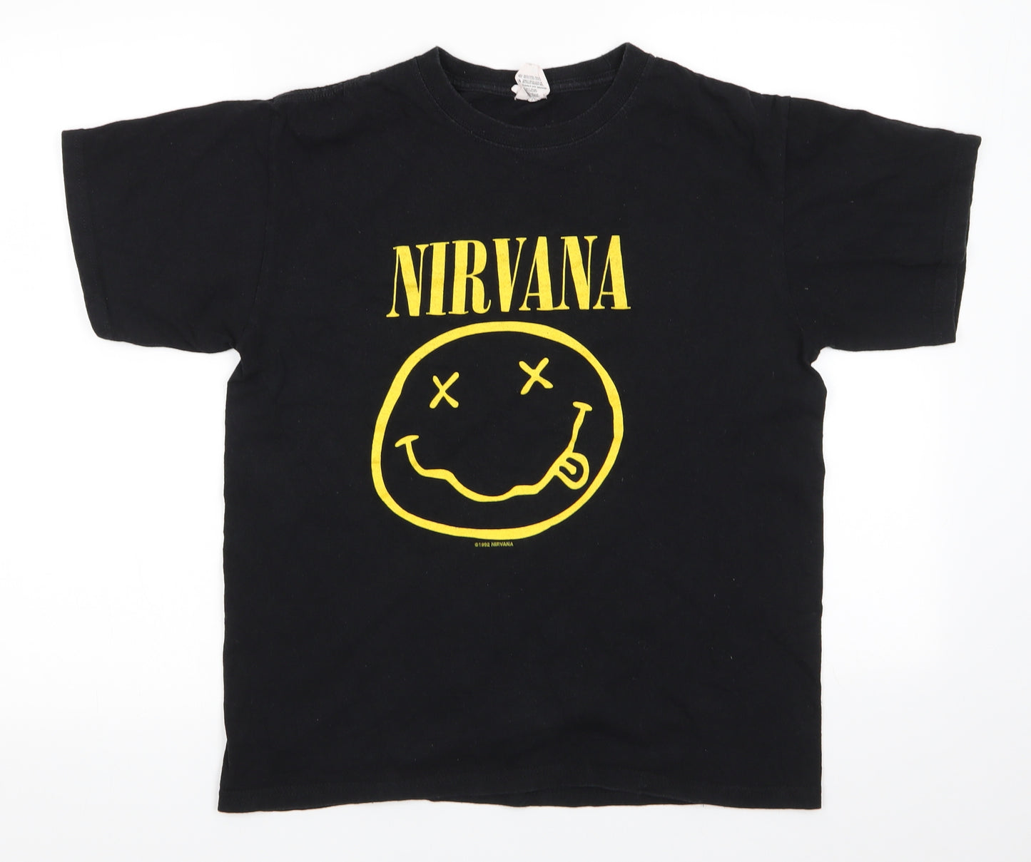 Anvil Mens Black  Cotton  T-Shirt Size M Round Neck  - Nirvana