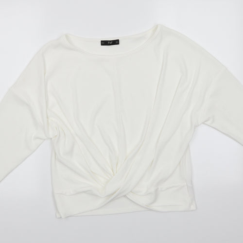 Florence and Fred Womens Ivory Round Neck  Polyester Pullover Jumper Size 12   - Twisted Hem Detail
